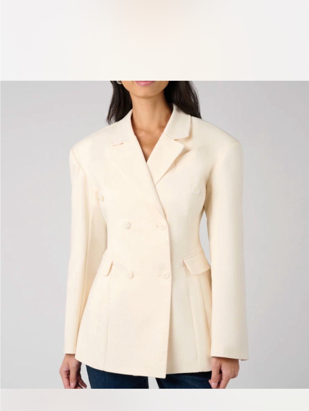 WeWoreWhat Double-Breasted Cream Blazer